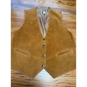 Learsi Mens‎ Tan Brown Suede Leather Vest Button Front Western Boho Size 2X